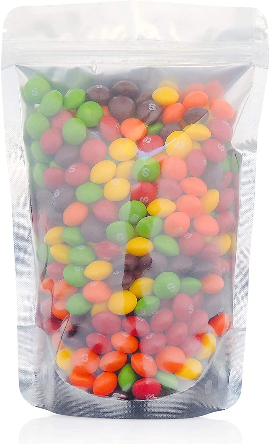 LZLPACKING 100 Pieces resealable Mylar Bags with Clear Front Window,Smell Proof Edible Packaging,Stand up Pouches Bags for Food Storage(5×8 Inch/12.7 x 20.3cm)