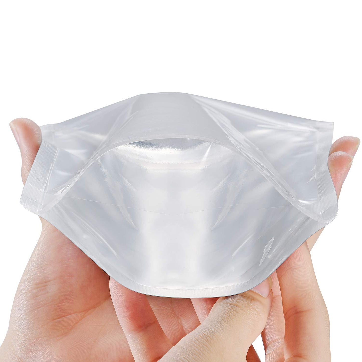 LZLPACKING 100 Pieces resealable Mylar Bags with Clear Front Window,Smell Proof Edible Packaging,Stand up Pouches Bags for Food Storage(5×8 Inch/12.7 x 20.3cm)