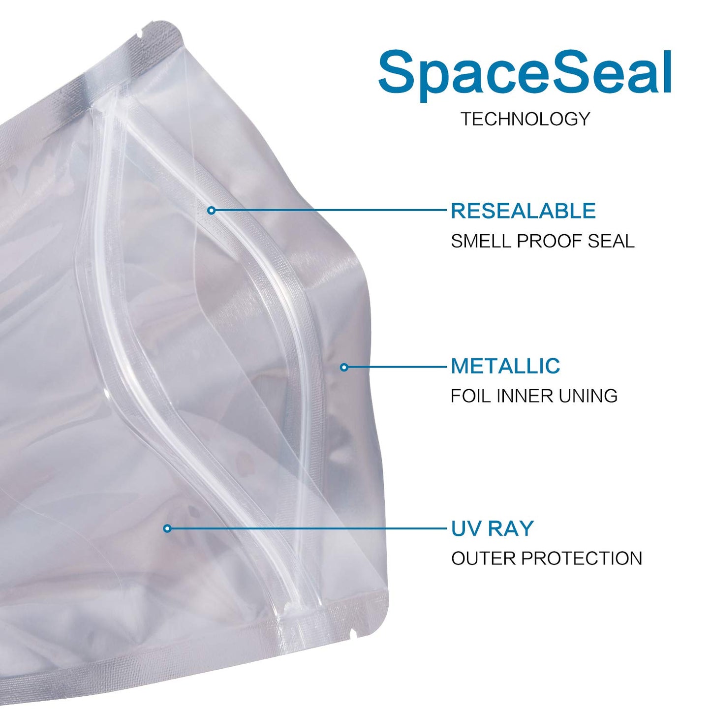 LZLPACKING 100 Pieces resealable Mylar Bags with Clear Front Window,Smell Proof Edible Packaging,Stand up Pouches Bags for Food Storage(5×8 Inch/12.7 x 20.3cm)