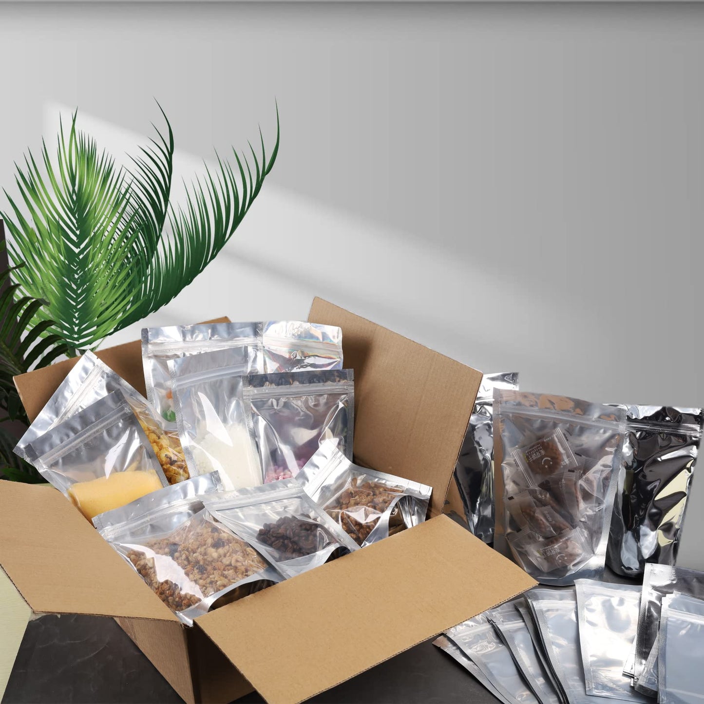100 Pack 5x8 Mylar Bags for Food Storage and Resealable Stand Up for Small Business Packaging Supplies Great for Party Favor Food Storage