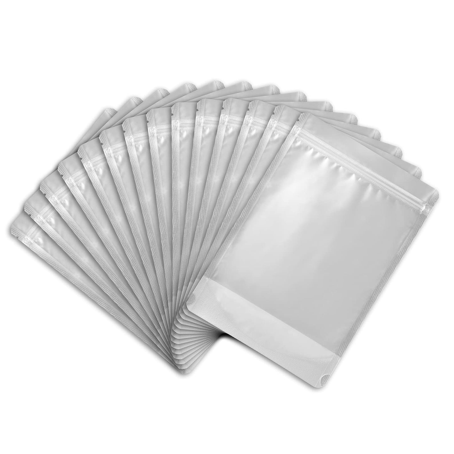 LZLPACKING 100 Pieces resealable Mylar Bags with Clear Front Window,Smell Proof Edible Packaging,Stand up Pouches Bags for Food Storage(5×8 Inch/12.7 x 20.3cm)