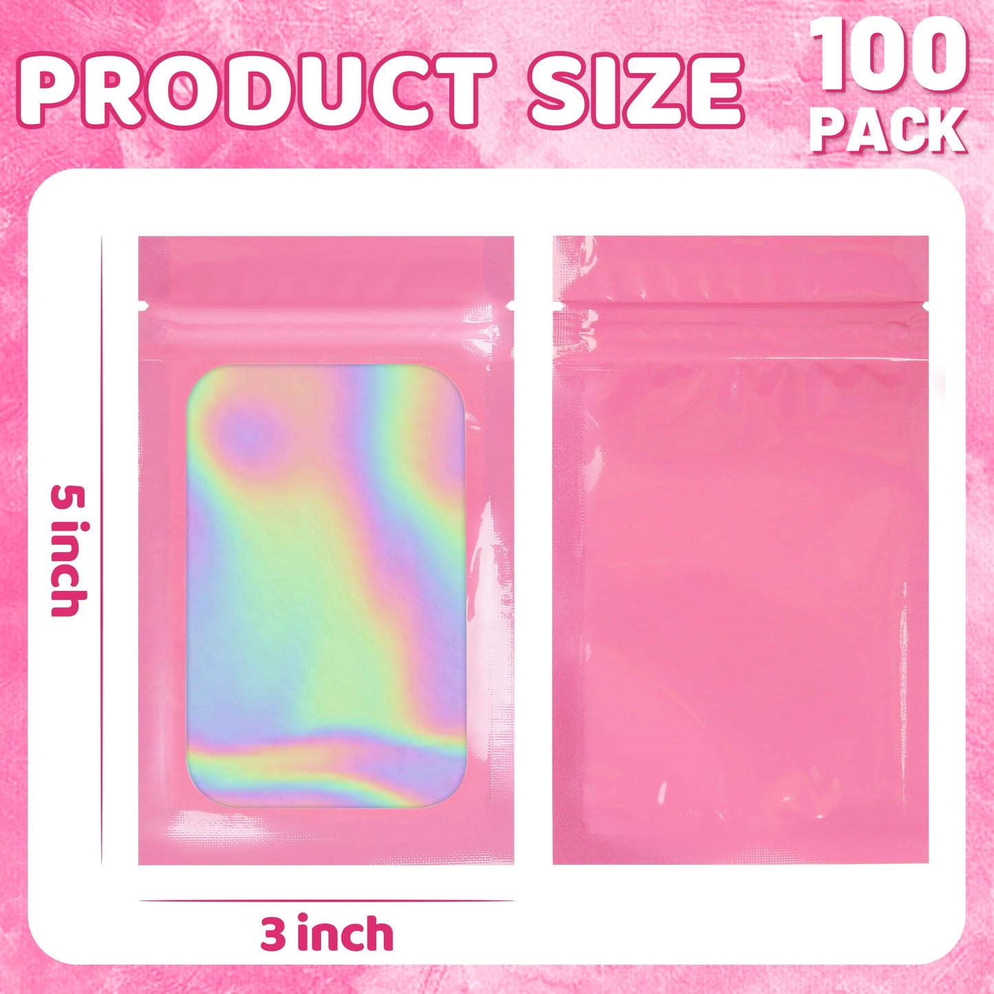100 Pack 5x8 Mylar Bags for Food Storage and Resealable Stand Up for Small Business Packaging Supplies Great for Party Favor Food Storage