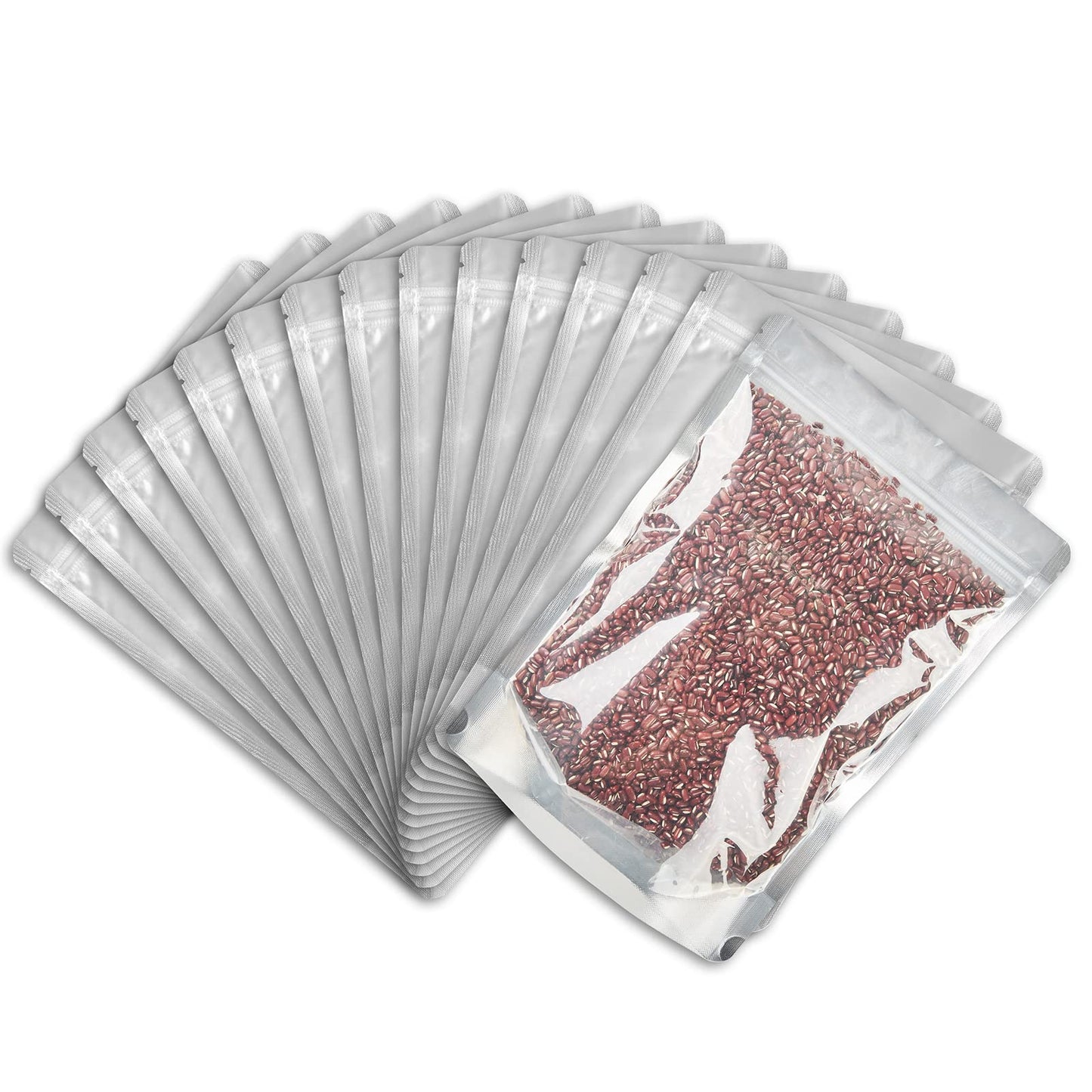 LZLPACKING 100 Pieces resealable Mylar Bags with Clear Front Window,Smell Proof Edible Packaging,Stand up Pouches Bags for Food Storage(5×8 Inch/12.7 x 20.3cm)