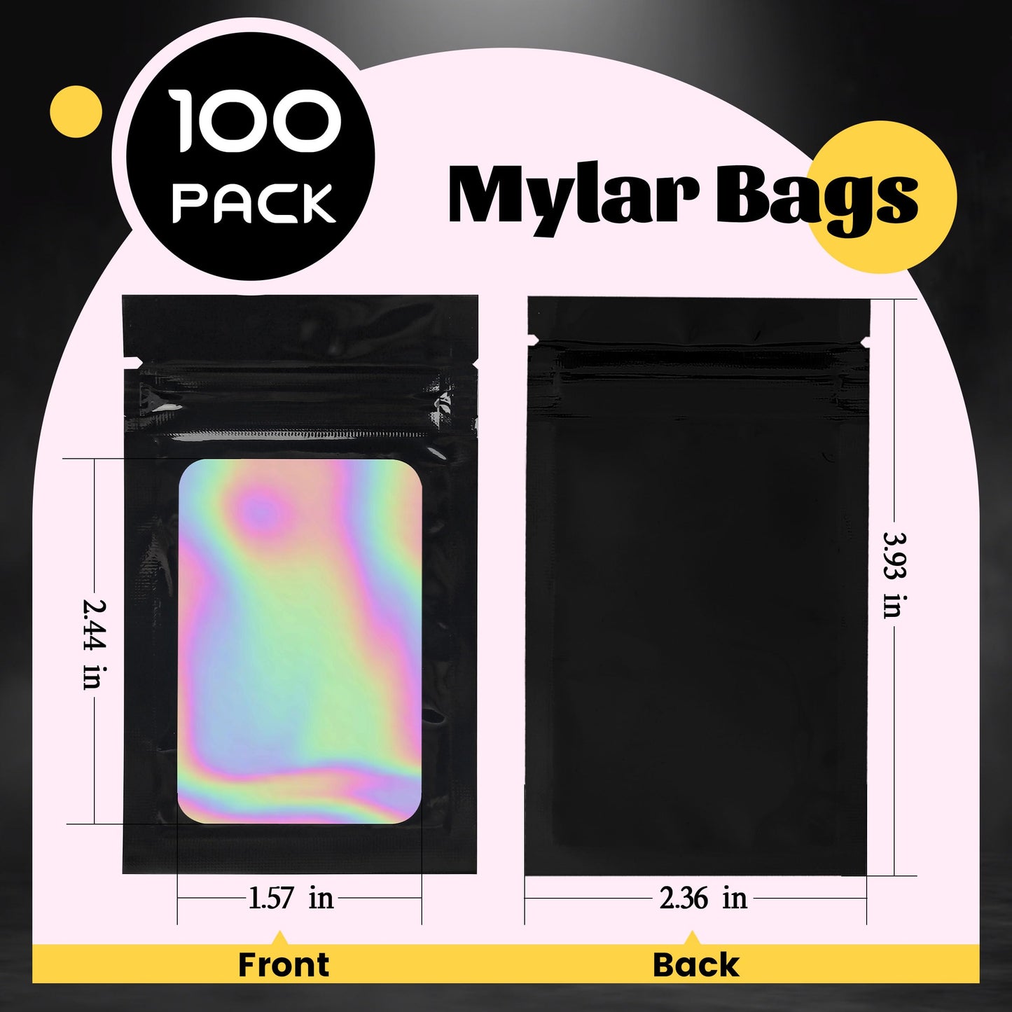100 Pack 5x8 Mylar Bags for Food Storage and Resealable Stand Up for Small Business Packaging Supplies Great for Party Favor Food Storage