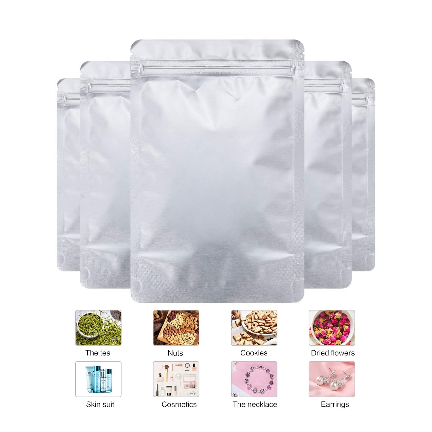 LZLPACKING 100 Pieces resealable Mylar Bags with Clear Front Window,Smell Proof Edible Packaging,Stand up Pouches Bags for Food Storage(5×8 Inch/12.7 x 20.3cm)
