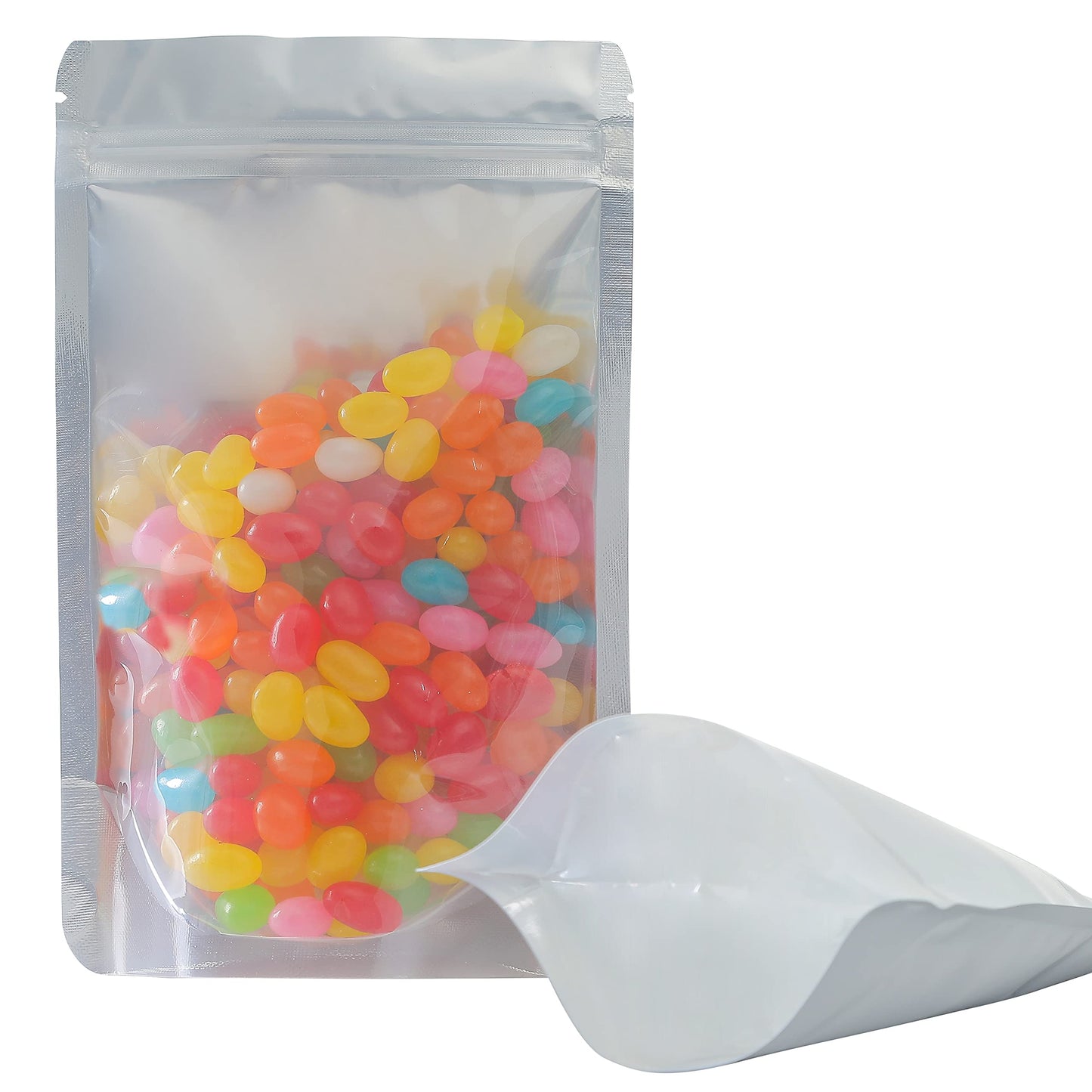 LZLPACKING 100 Pieces resealable Mylar Bags with Clear Front Window,Smell Proof Edible Packaging,Stand up Pouches Bags for Food Storage(5×8 Inch/12.7 x 20.3cm)