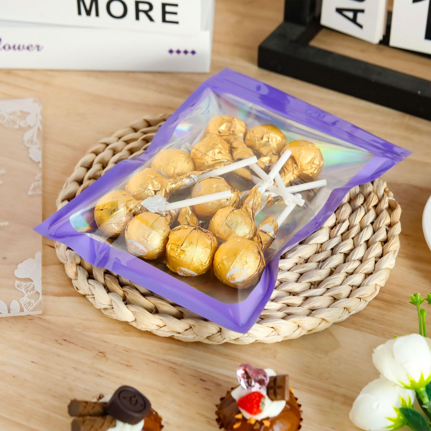 100 Pack 5x8 Mylar Bags for Food Storage and Resealable Stand Up for Small Business Packaging Supplies Great for Party Favor Food Storage