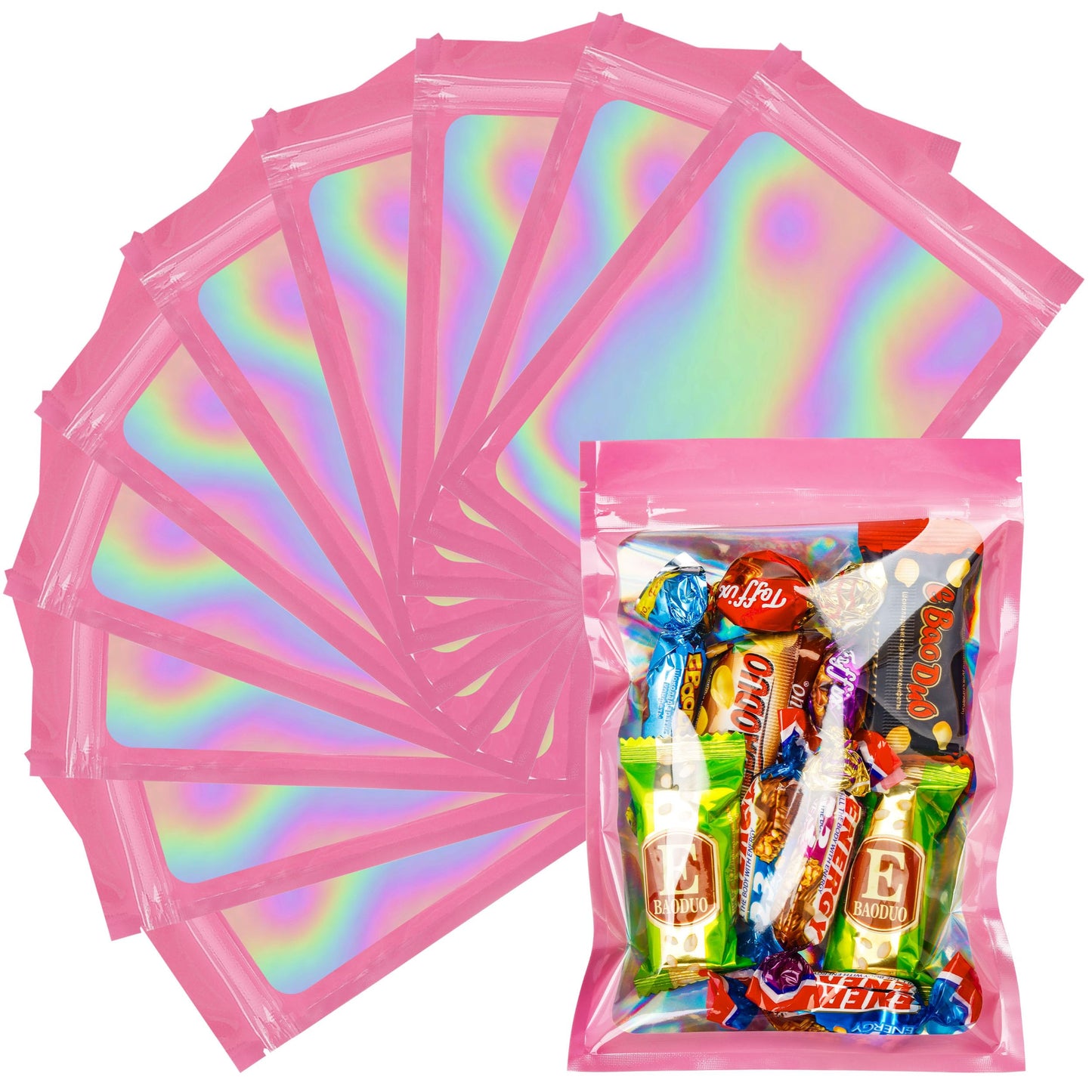 100 Pack 5x8 Mylar Bags for Food Storage and Resealable Stand Up for Small Business Packaging Supplies Great for Party Favor Food Storage