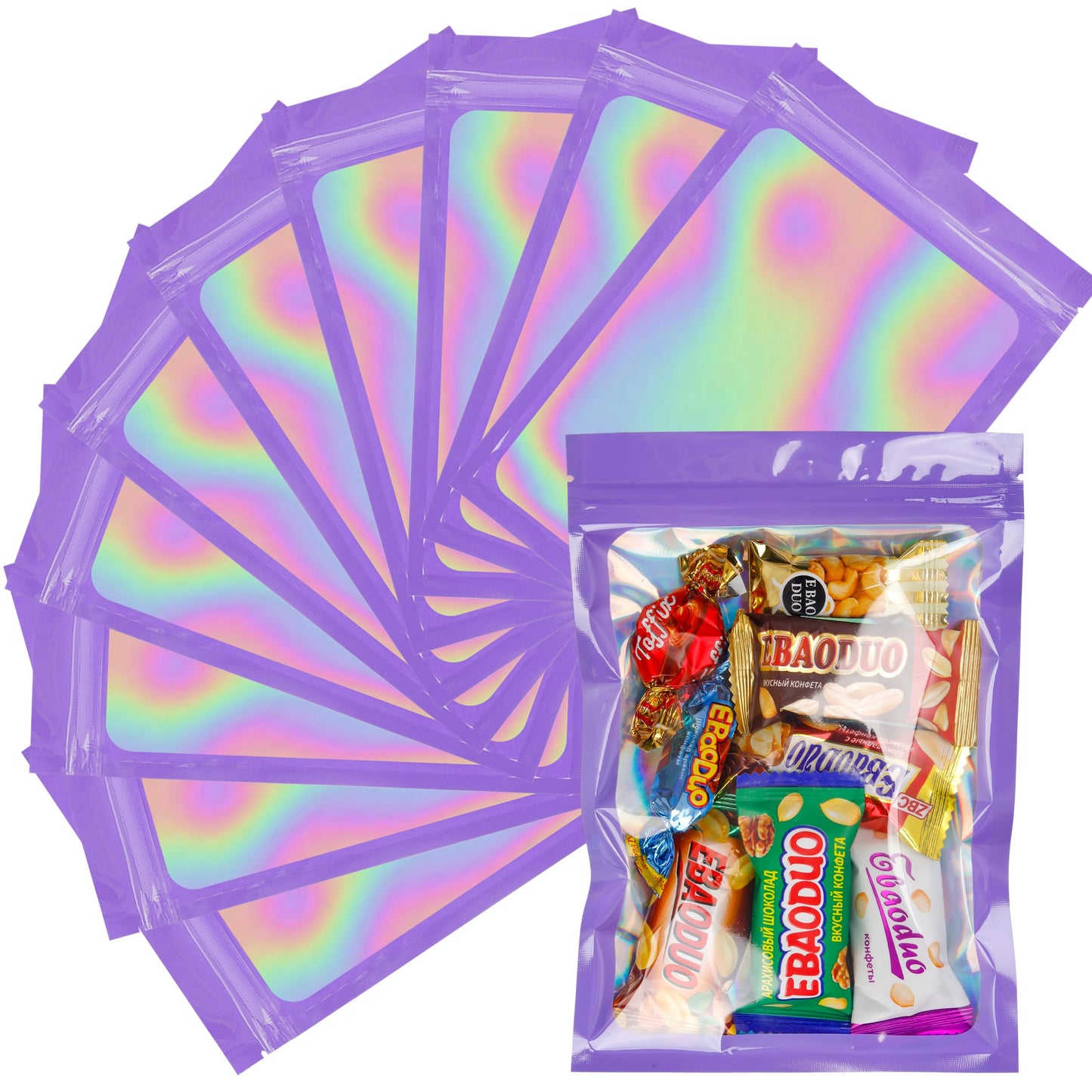 100 Pack 5x8 Mylar Bags for Food Storage and Resealable Stand Up for Small Business Packaging Supplies Great for Party Favor Food Storage