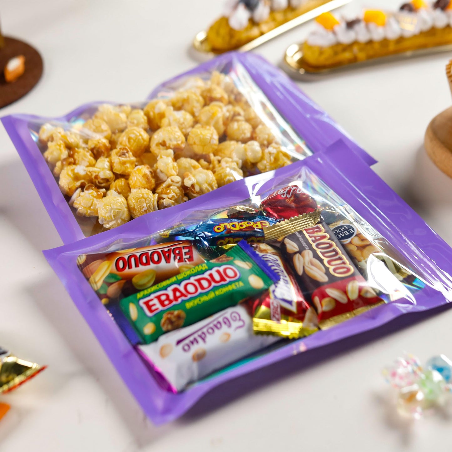 100 Pack 5x8 Mylar Bags for Food Storage and Resealable Stand Up for Small Business Packaging Supplies Great for Party Favor Food Storage