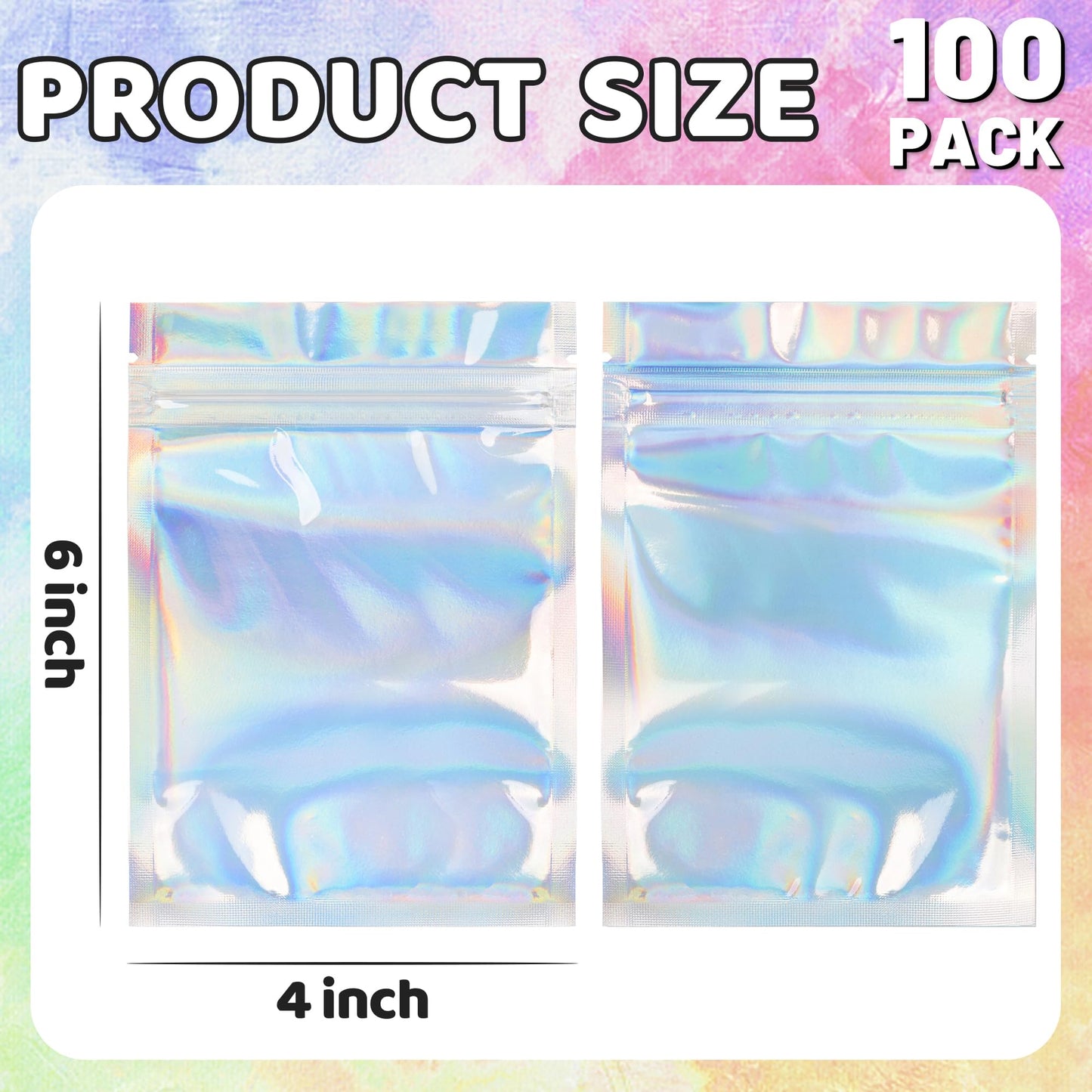100 Pack 5x8 Mylar Bags for Food Storage and Resealable Stand Up for Small Business Packaging Supplies Great for Party Favor Food Storage