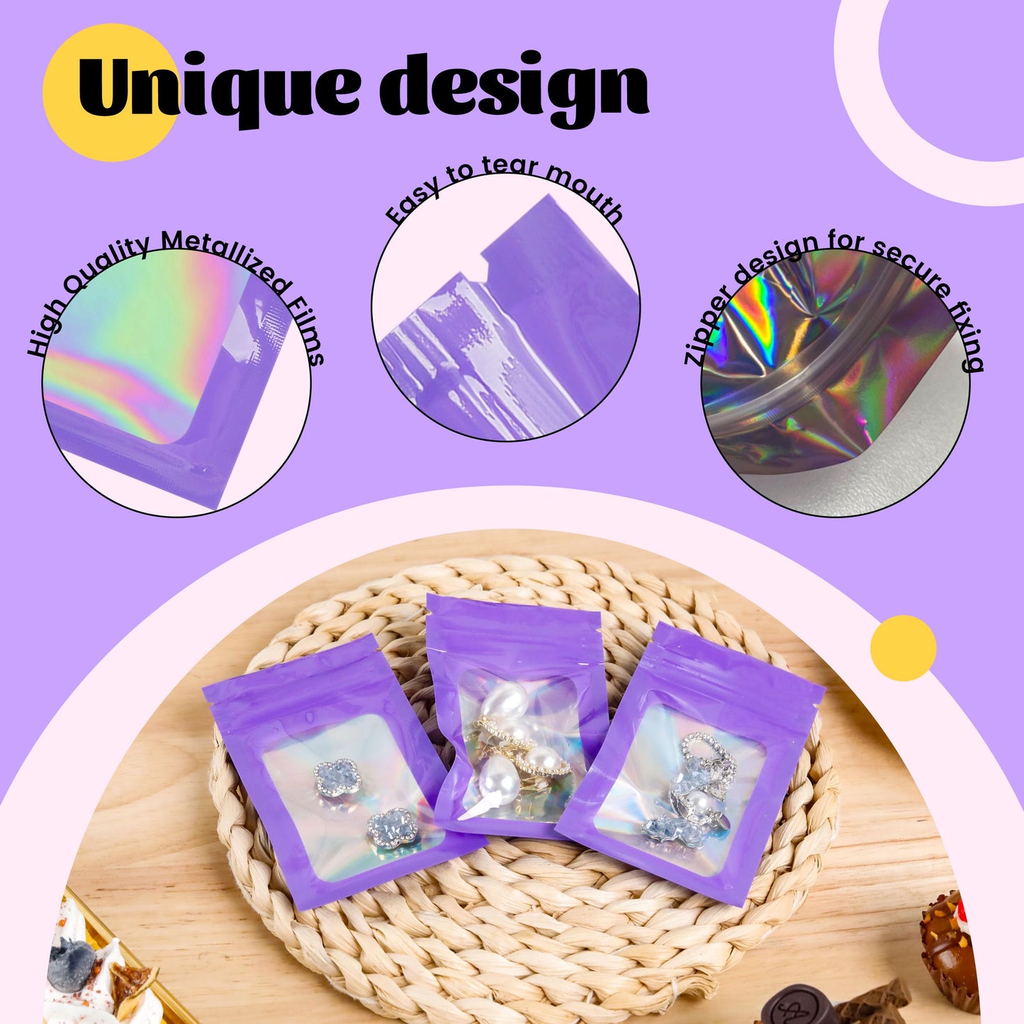 100 Pack 5x8 Mylar Bags for Food Storage and Resealable Stand Up for Small Business Packaging Supplies Great for Party Favor Food Storage
