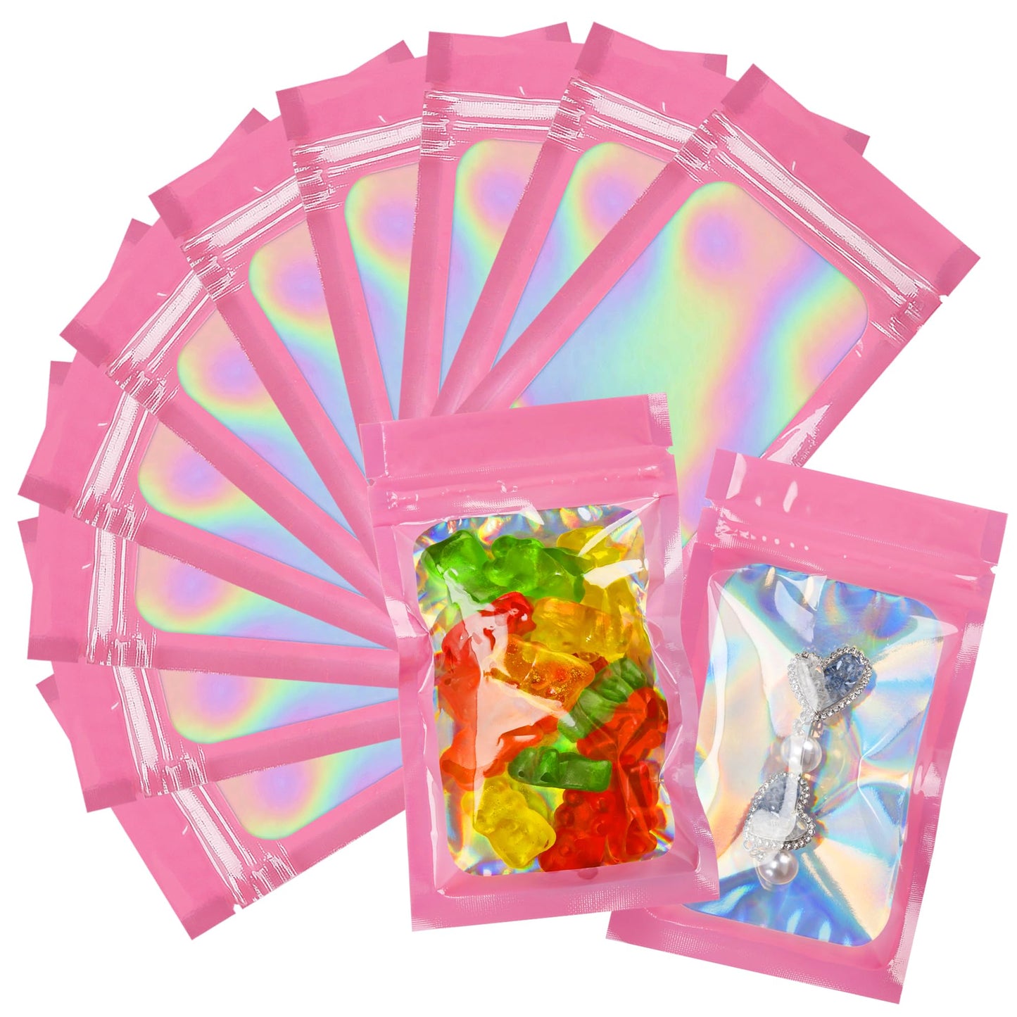 100 Pack 5x8 Mylar Bags for Food Storage and Resealable Stand Up for Small Business Packaging Supplies Great for Party Favor Food Storage