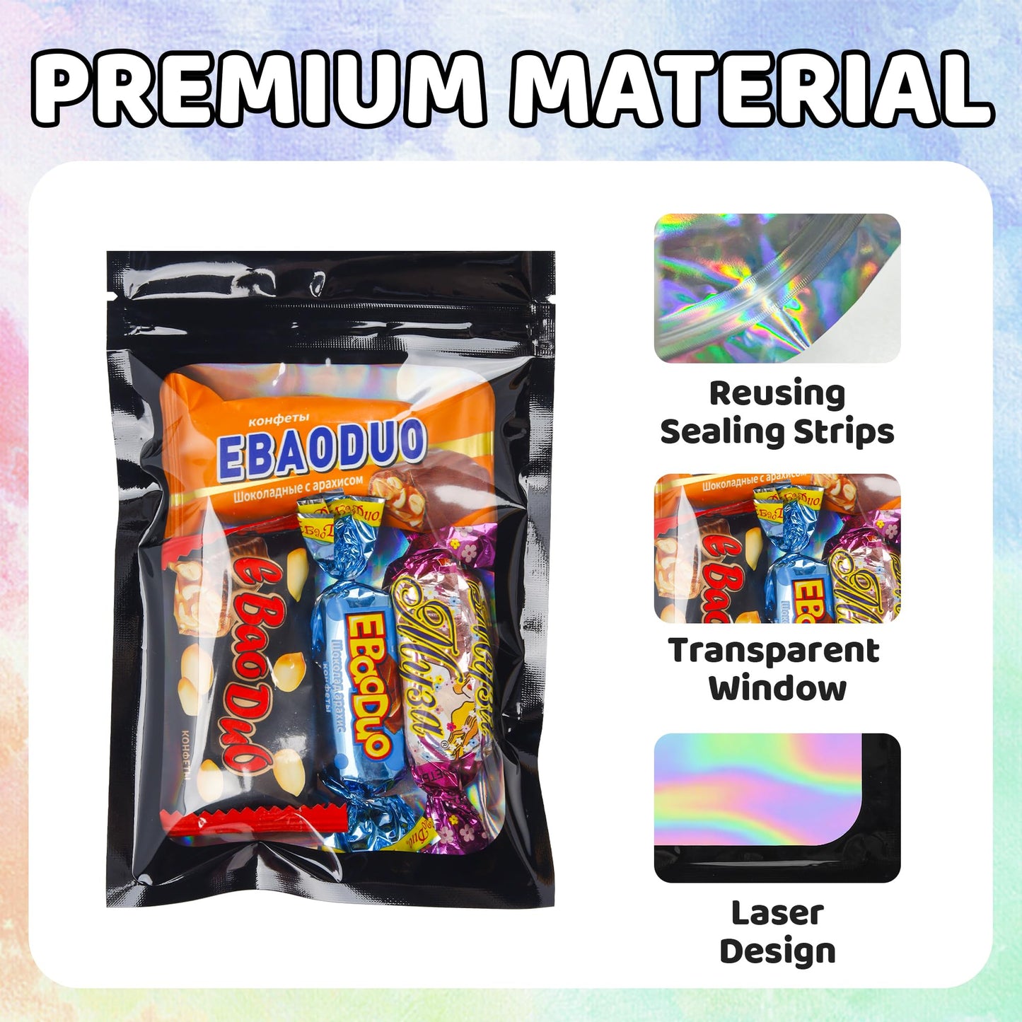 100 Pack 5x8 Mylar Bags for Food Storage and Resealable Stand Up for Small Business Packaging Supplies Great for Party Favor Food Storage