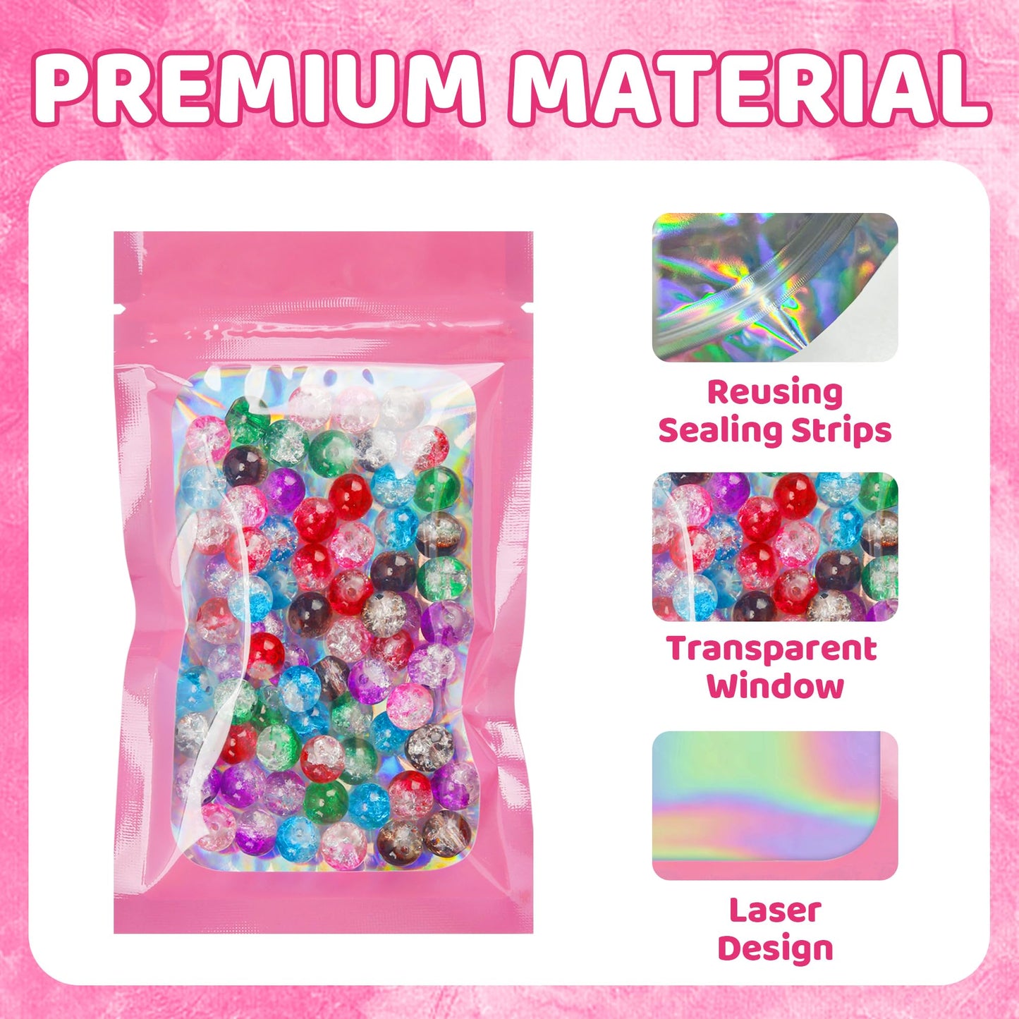 100 Pack 5x8 Mylar Bags for Food Storage and Resealable Stand Up for Small Business Packaging Supplies Great for Party Favor Food Storage