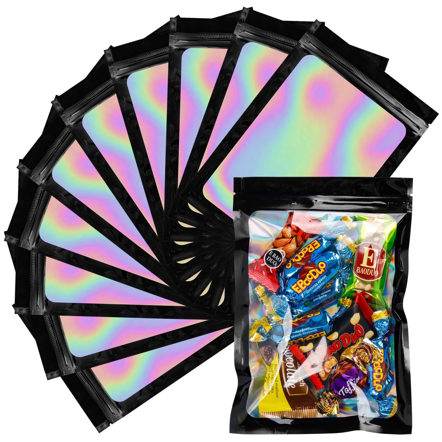 100 Pack 5x8 Mylar Bags for Food Storage and Resealable Stand Up for Small Business Packaging Supplies Great for Party Favor Food Storage