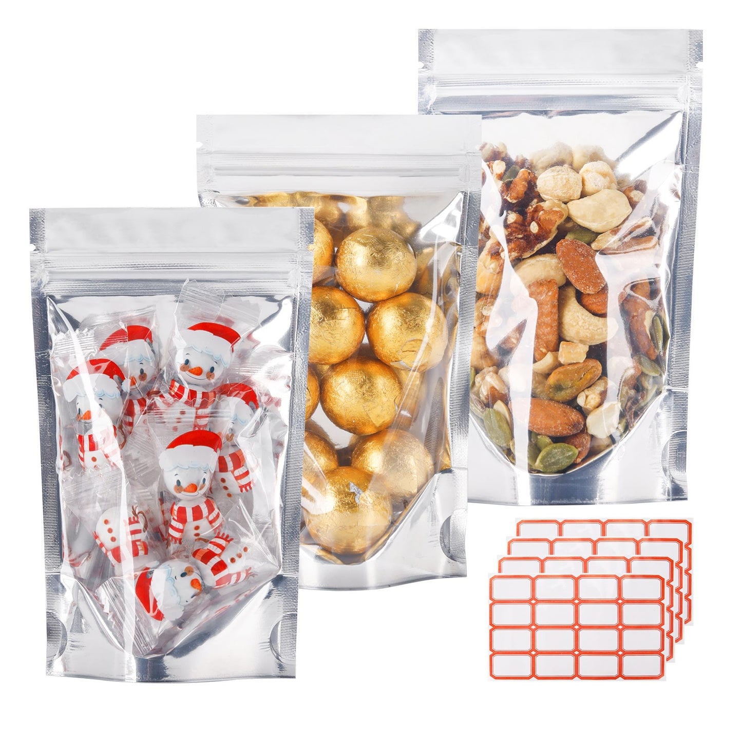 100 Pack 5x8 Mylar Bags for Food Storage and Resealable Stand Up for Small Business Packaging Supplies Great for Party Favor Food Storage