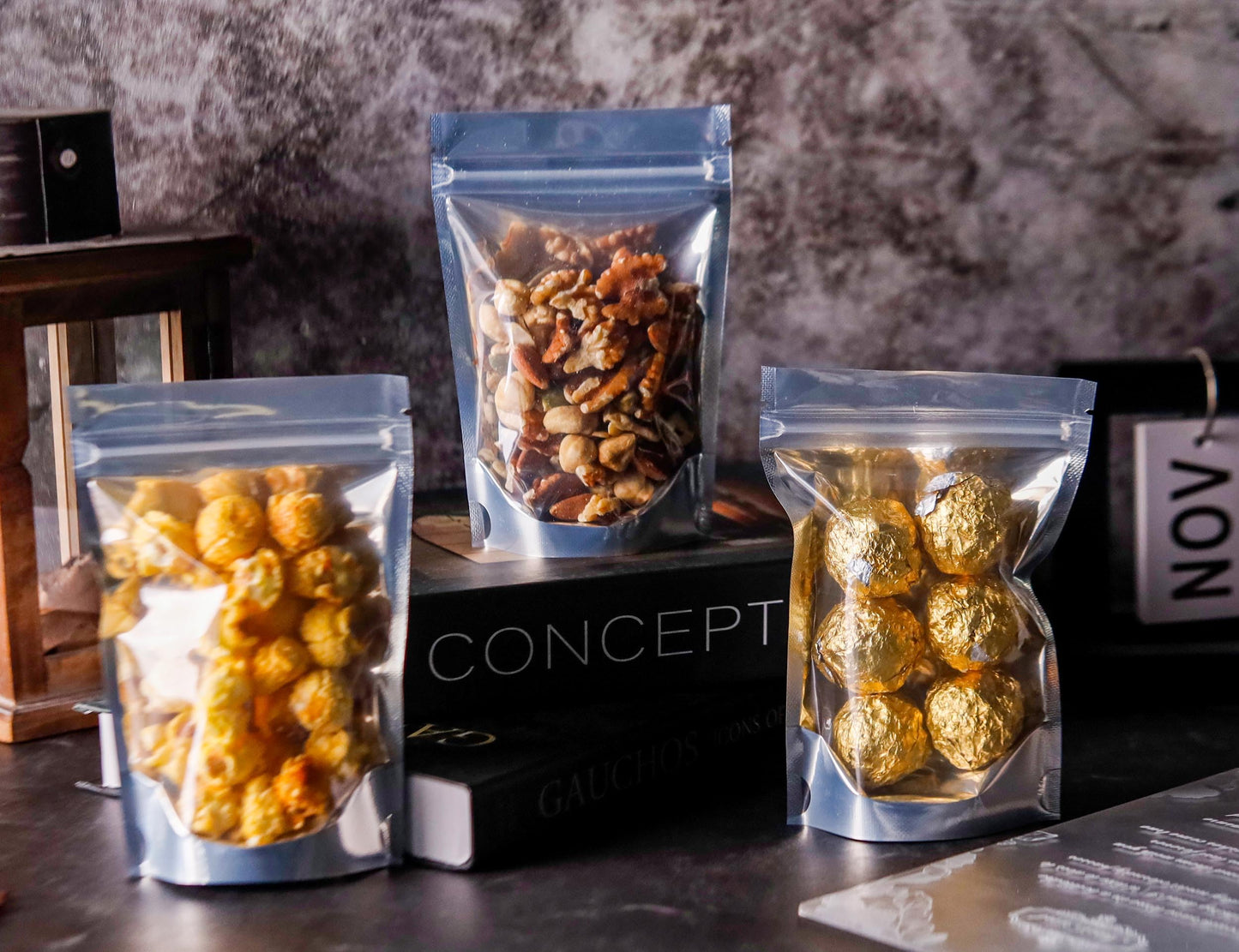 100 Pack 5x8 Mylar Bags for Food Storage and Resealable Stand Up for Small Business Packaging Supplies Great for Party Favor Food Storage