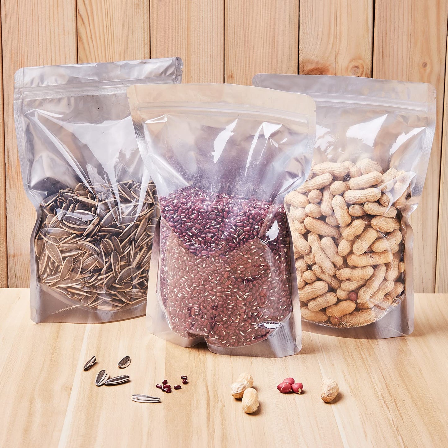 LZLPACKING 100 Pieces resealable Mylar Bags with Clear Front Window,Smell Proof Edible Packaging,Stand up Pouches Bags for Food Storage(5×8 Inch/12.7 x 20.3cm)