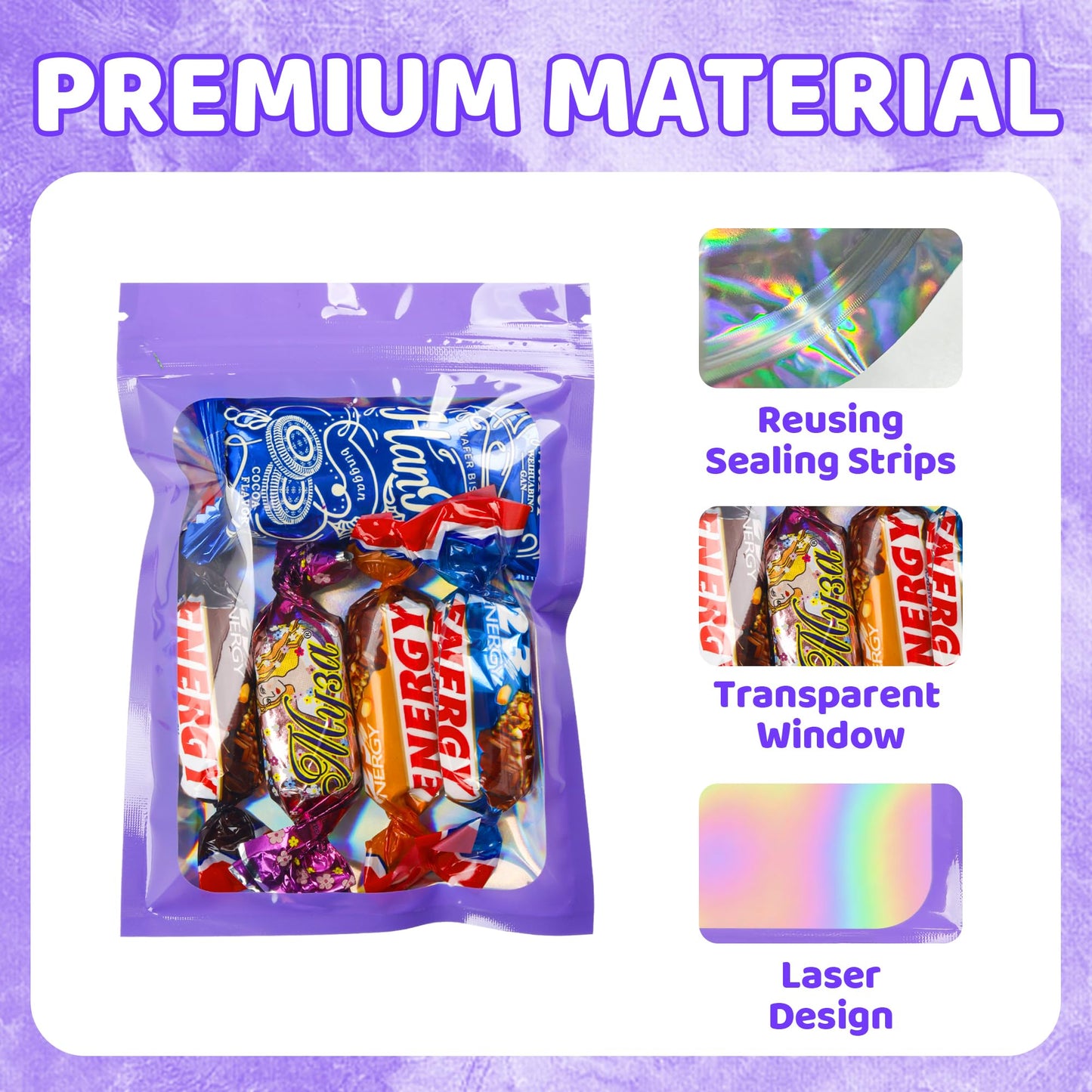 100 Pack 5x8 Mylar Bags for Food Storage and Resealable Stand Up for Small Business Packaging Supplies Great for Party Favor Food Storage