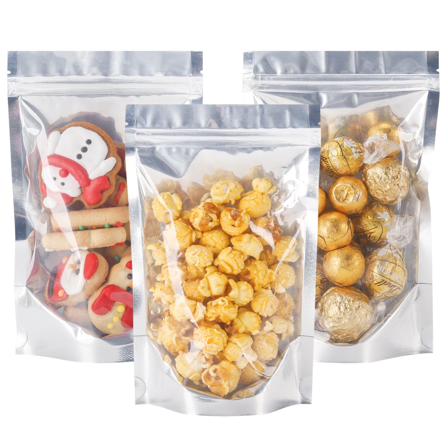 100 Pack 5x8 Mylar Bags for Food Storage and Resealable Stand Up for Small Business Packaging Supplies Great for Party Favor Food Storage