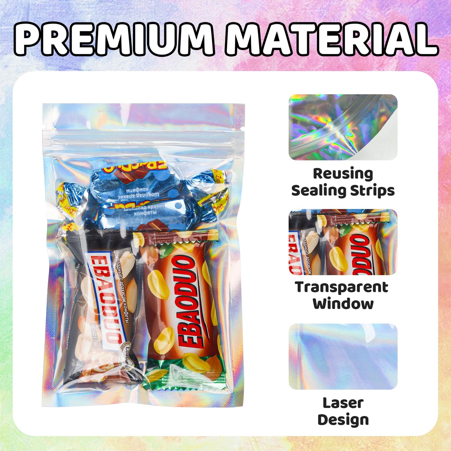 100 Pack 5x8 Mylar Bags for Food Storage and Resealable Stand Up for Small Business Packaging Supplies Great for Party Favor Food Storage