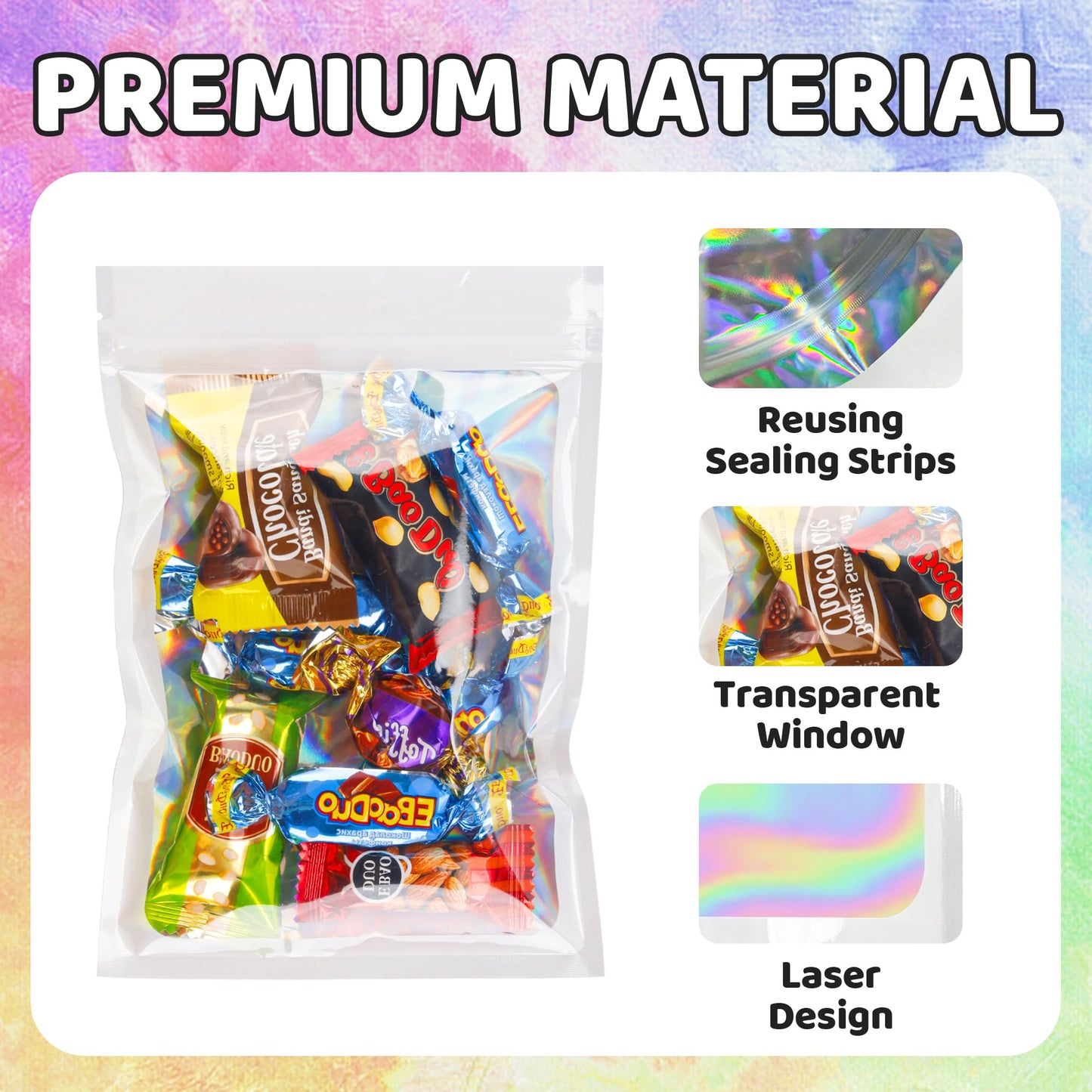 100 Pack 5x8 Mylar Bags for Food Storage and Resealable Stand Up for Small Business Packaging Supplies Great for Party Favor Food Storage