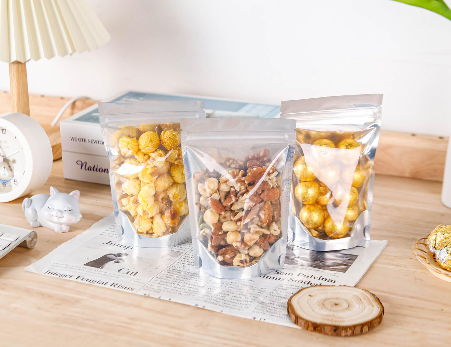 100 Pack 5x8 Mylar Bags for Food Storage and Resealable Stand Up for Small Business Packaging Supplies Great for Party Favor Food Storage